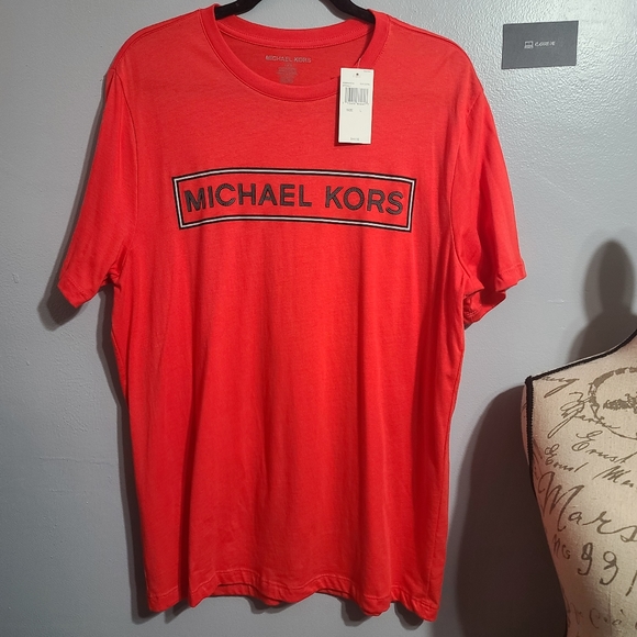 NWT Michael Kors Red/Orange Short Sleeve T SZ L